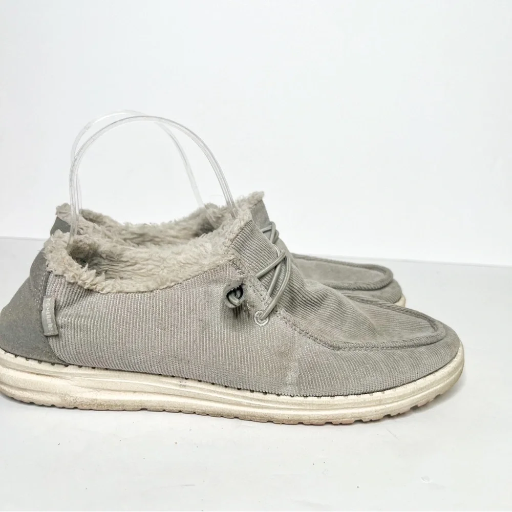 Hey Dude Wendy Corduroy Grey Size 10 Women’s Fur Lined